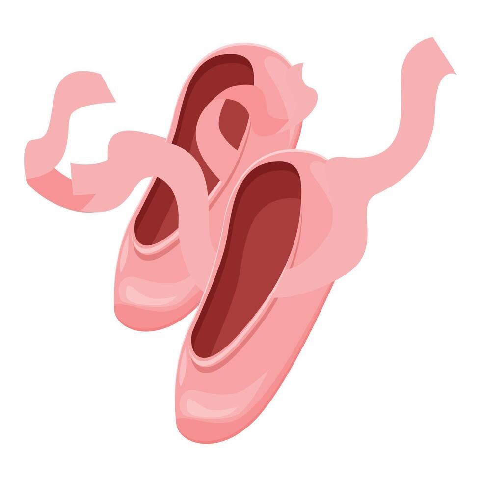 Pink ballet shoes with ribbons are flying in the air vector