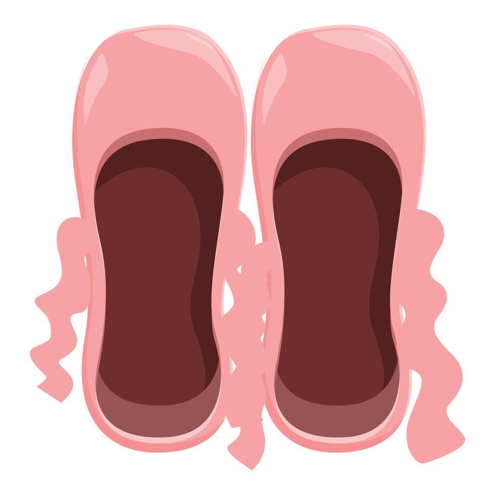 Pair of cute pink ballet shoes with ribbons top view vector