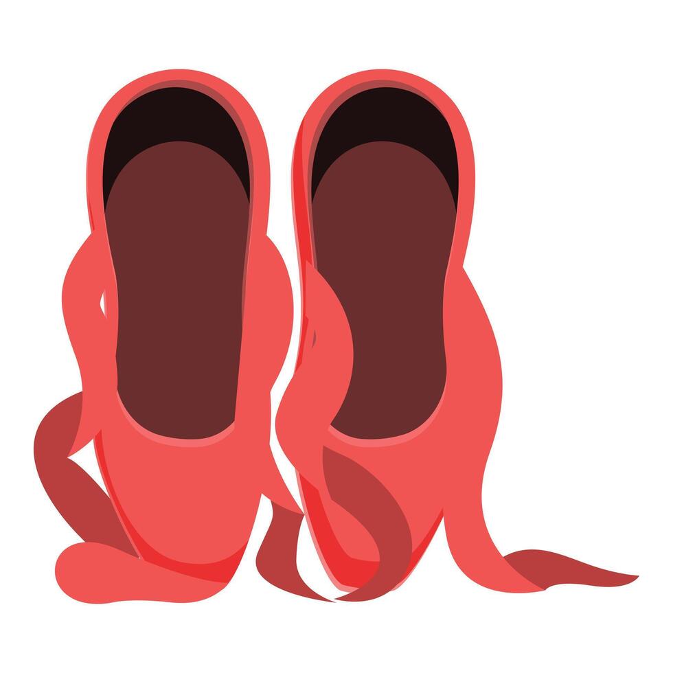 Pair of red ballet shoes with satin ribbons for pointes work vector