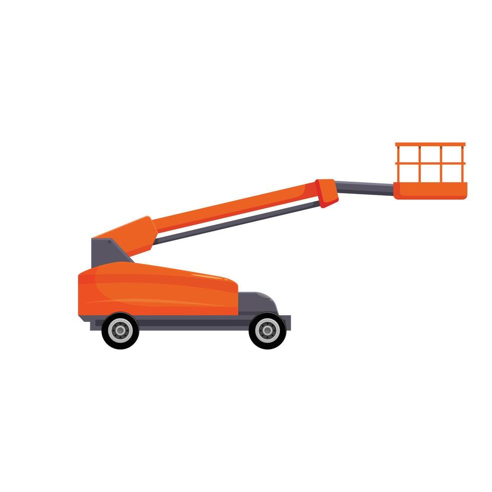Orange telescopic boom lift standing isolated on white background vector