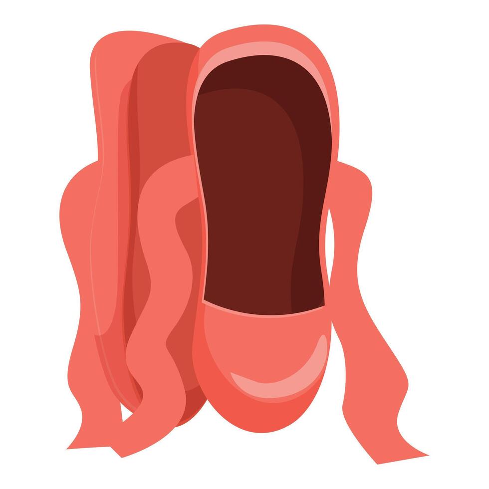 Single coral ballet shoe with ribbons tied around ankle strap vector