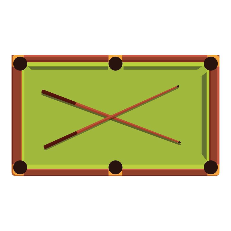 Two cues lying crossed on a pool table vector