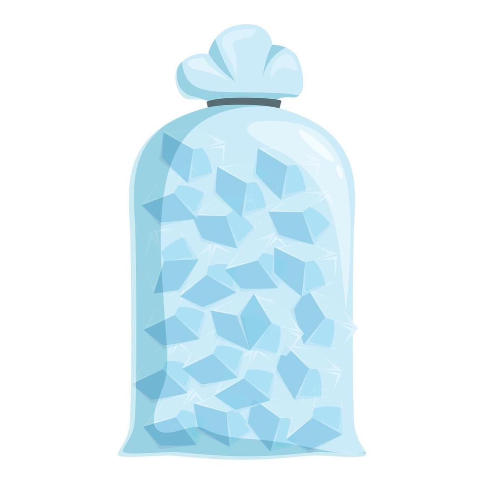 Full plastic bag with ice cubes for drinks vector