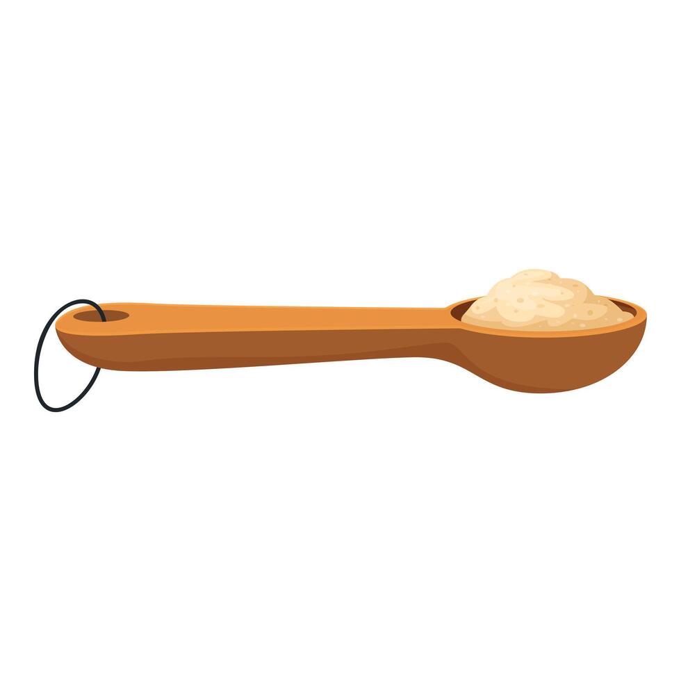 Wooden spoon holding scoop of uncooked quinoa vector