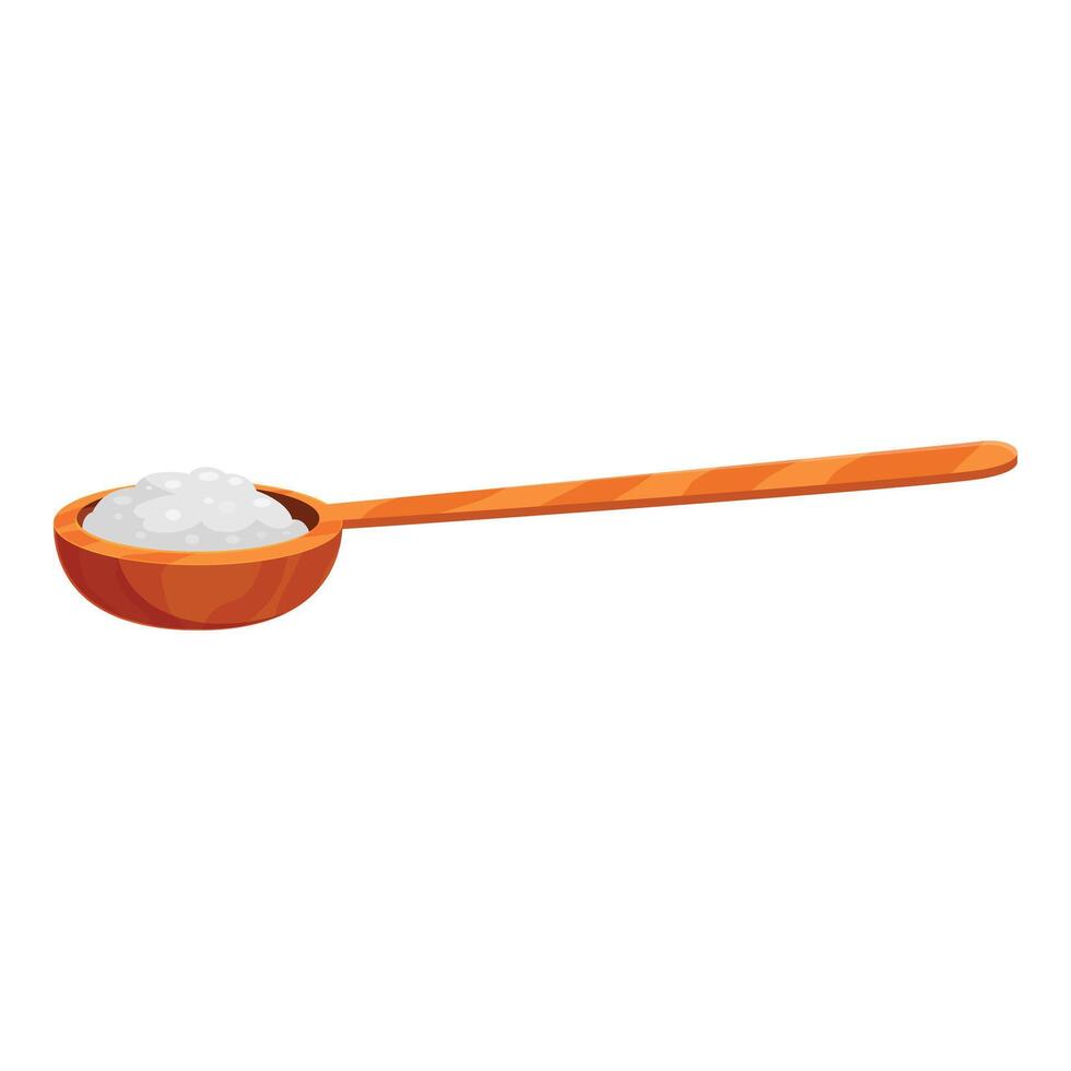 Wooden spoon holding white sugar crystals vector