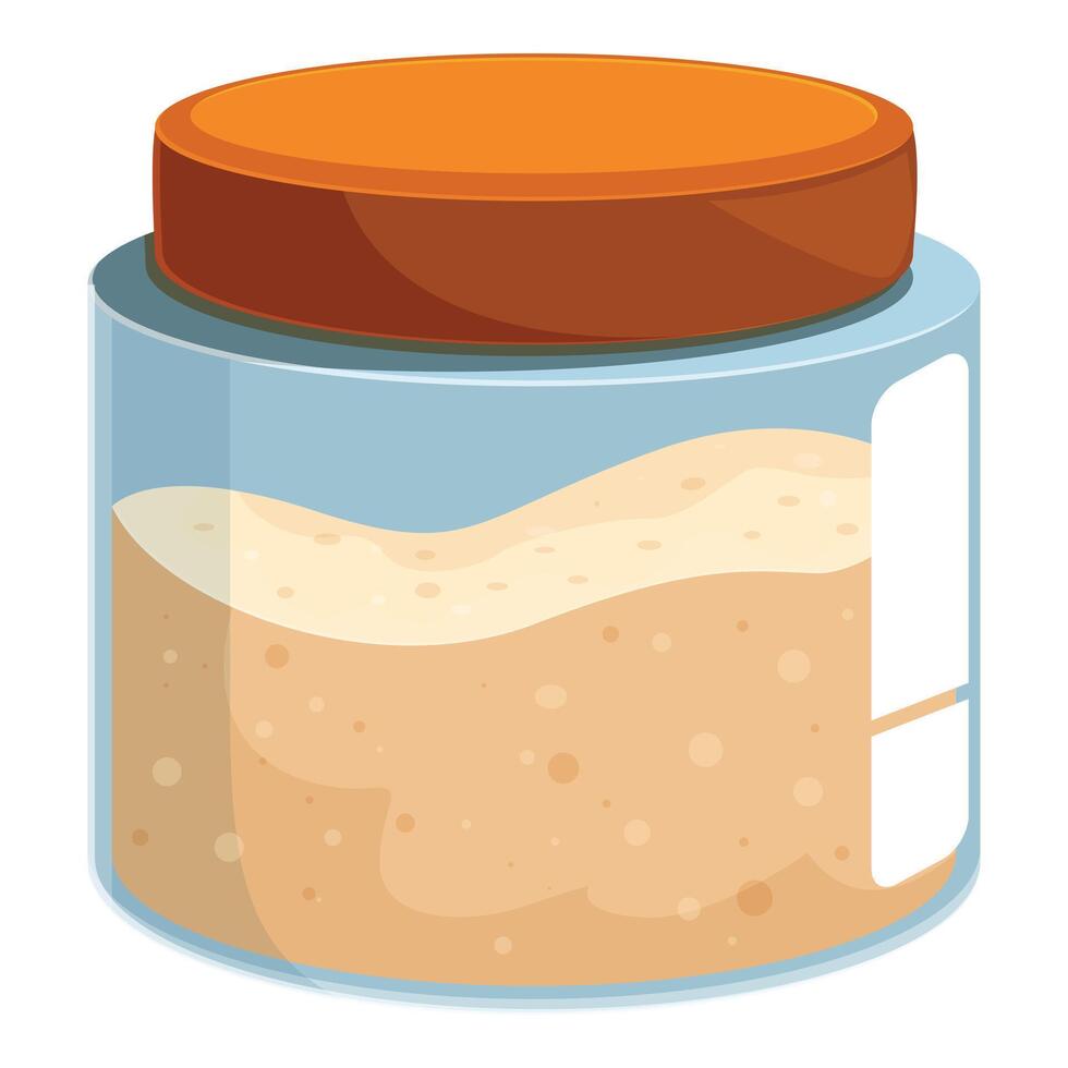 Glass jar containing active dry yeast for baking and cooking vector