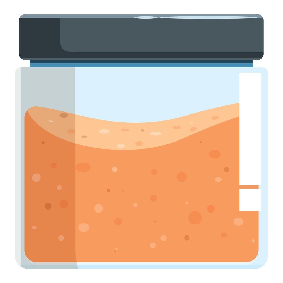 Glass jar filled with orange liquid substance being analyzed in laboratory vector