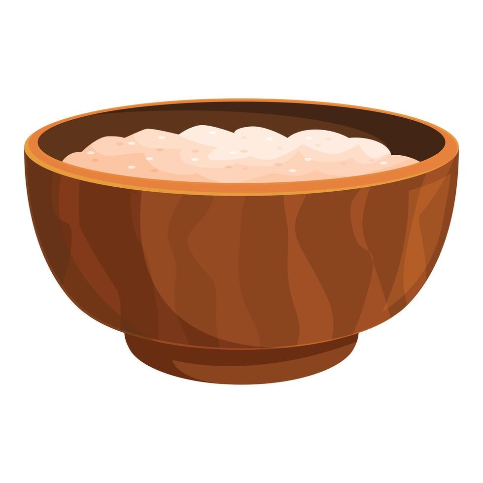 Wooden bowl being filled with delicious porridge for breakfast vector