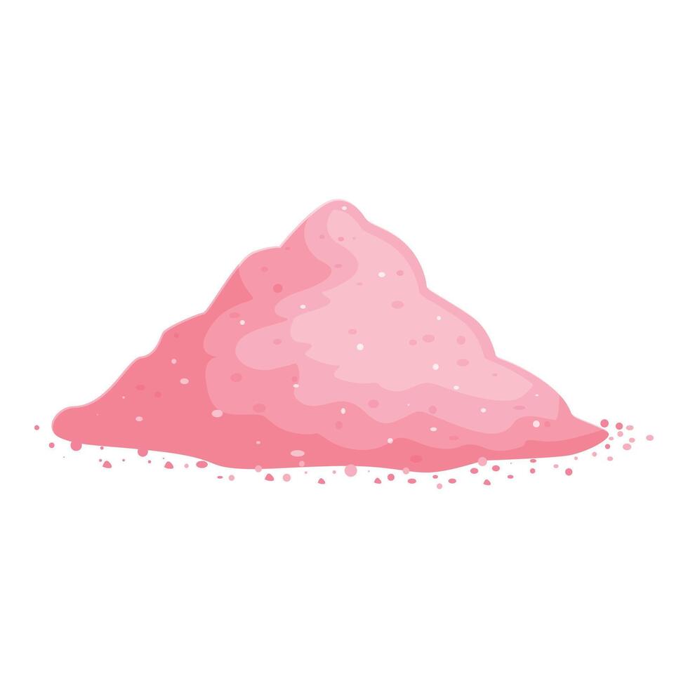 Big pile of pink powder forming a mountain on white background vector