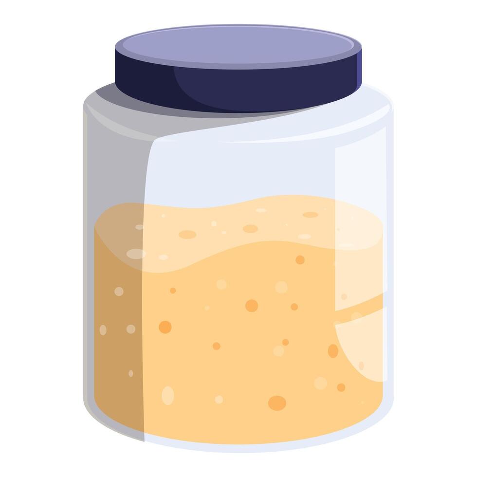 Glass jar containing sourdough starter for baking bread vector