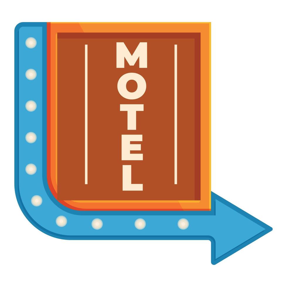 Vintage motel sign pointing right with light bulbs vector