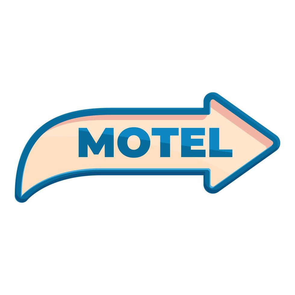 Blue motel sign pointing right with curved pole vector
