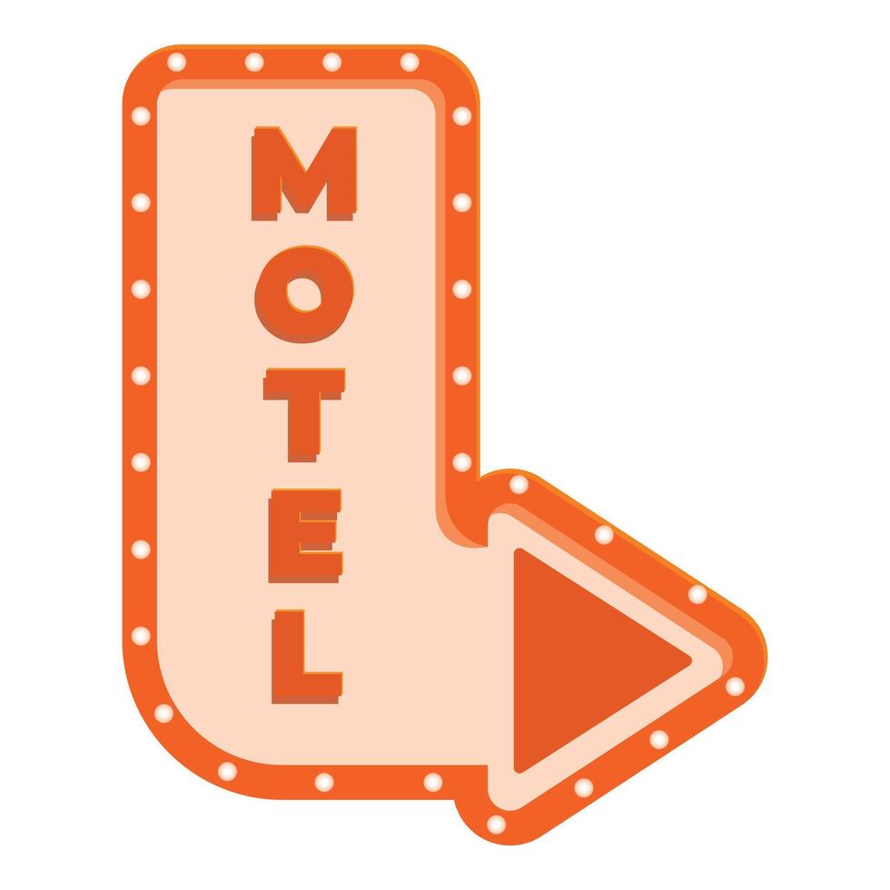 Orange motel sign with arrow pointing right vector