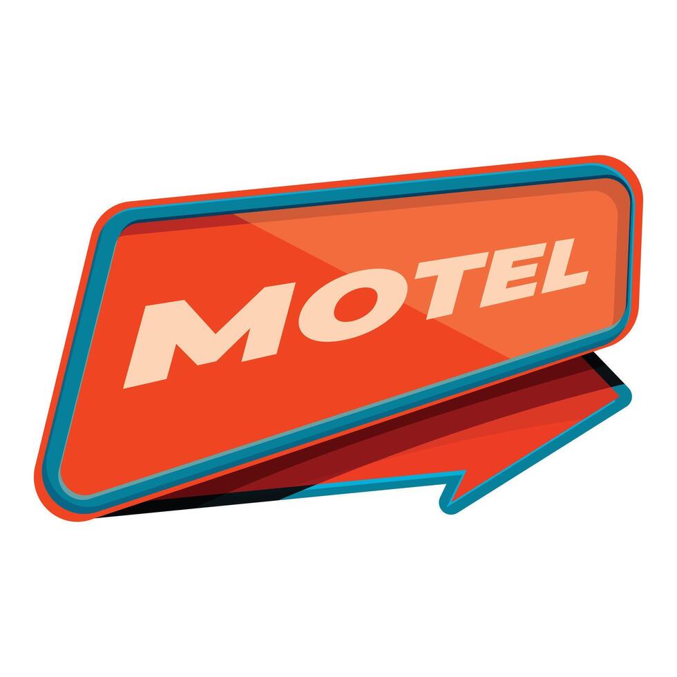 Red motel sign with blue frame pointing right vector