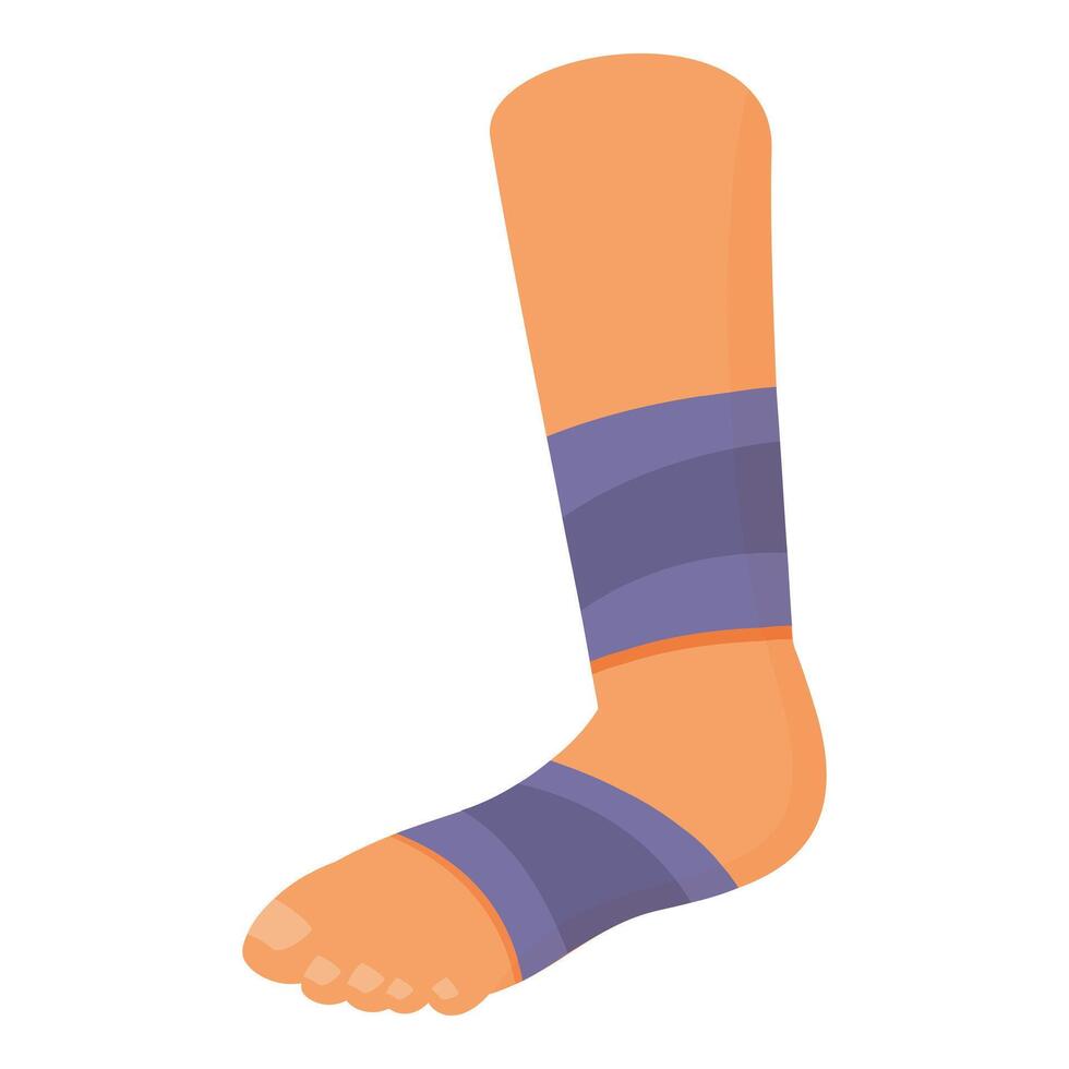 Ankle with elastic bandage after trauma is recovering vector