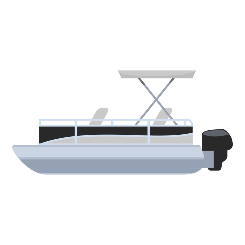Modern pontoon boat with canopy for resting on water vector