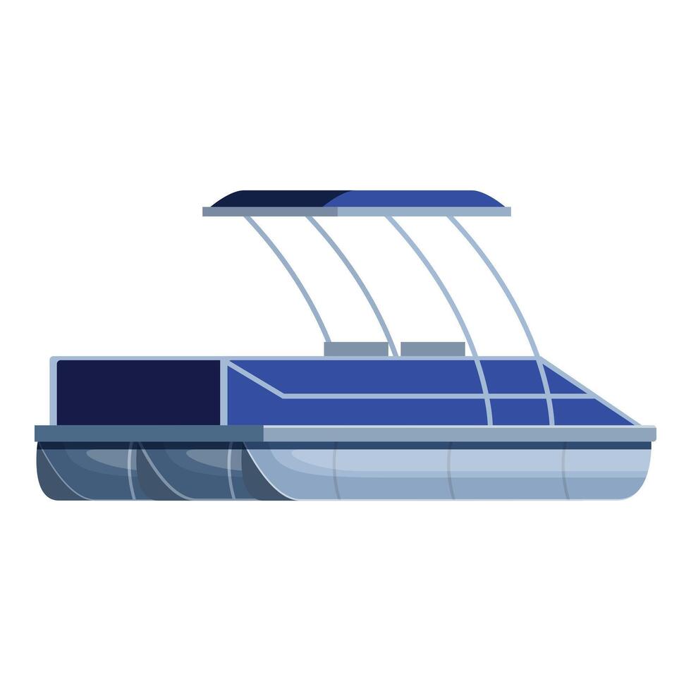 Modern blue pontoon boat for summer lake activity vector