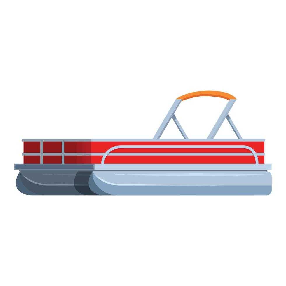Red pontoon boat floating on water for summertime lake activities vector