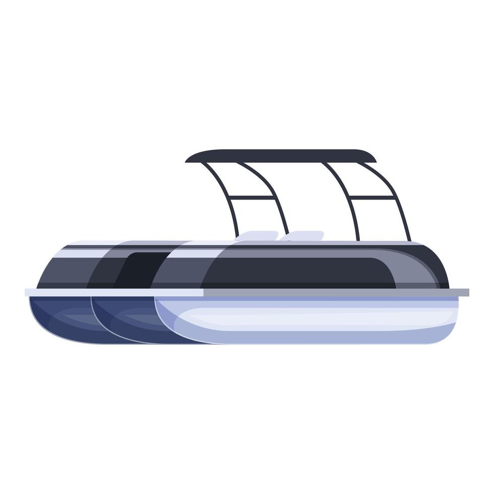 Modern double pontoon boat with bimini top vector