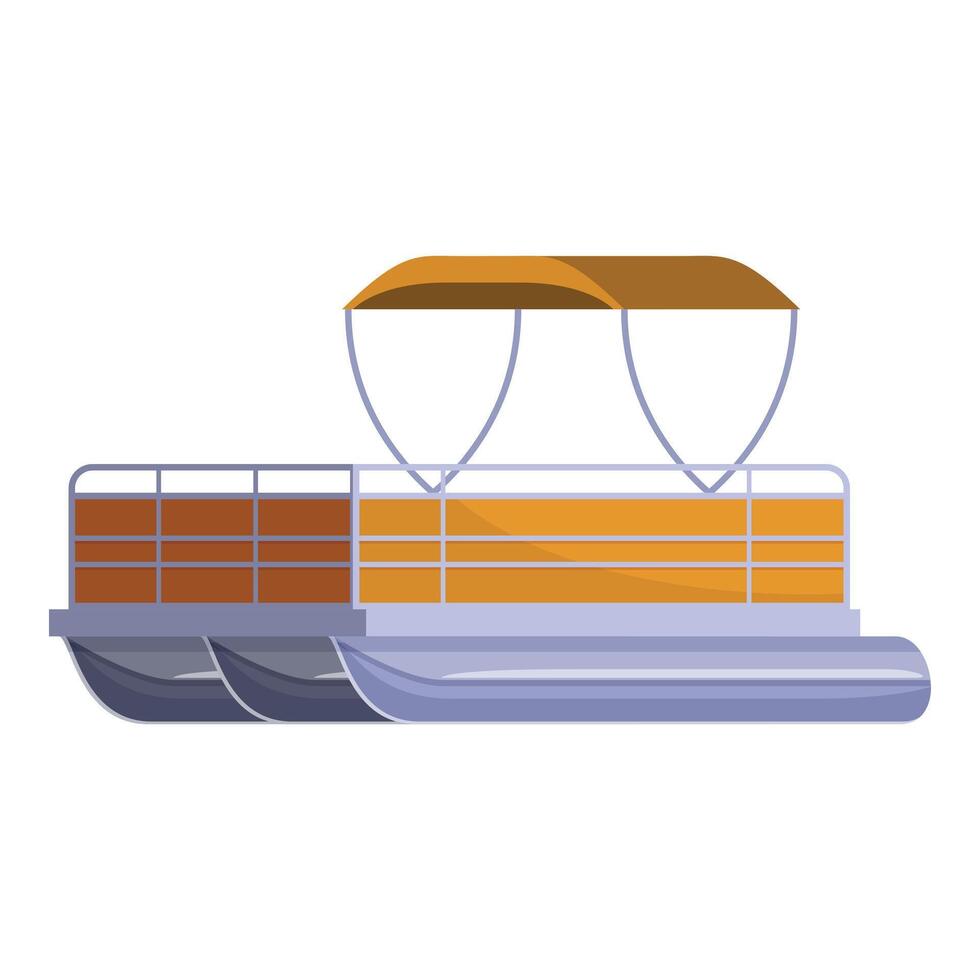 Modern double deck pontoon boat with awning for fishing trip vector