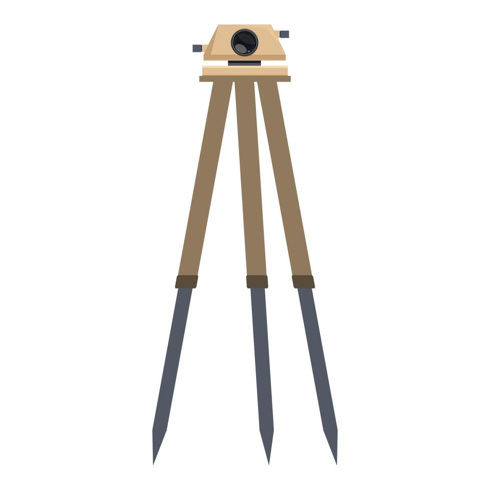 Theodolite geodetic level tool standing on tripod measuring elevation vector