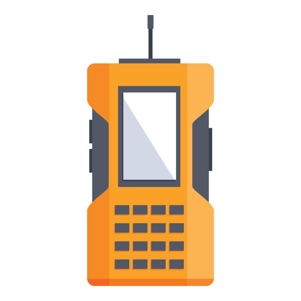 Orange radio transceiver with antenna displaying modern user interface vector