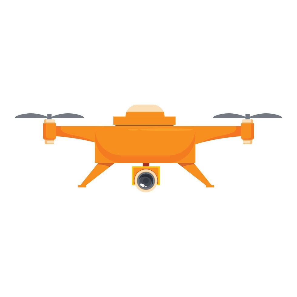 Orange drone hovering with camera taking photos vector