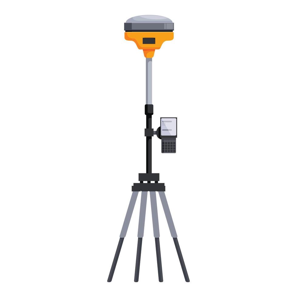 Total station on tripod is scanning and measuring vector