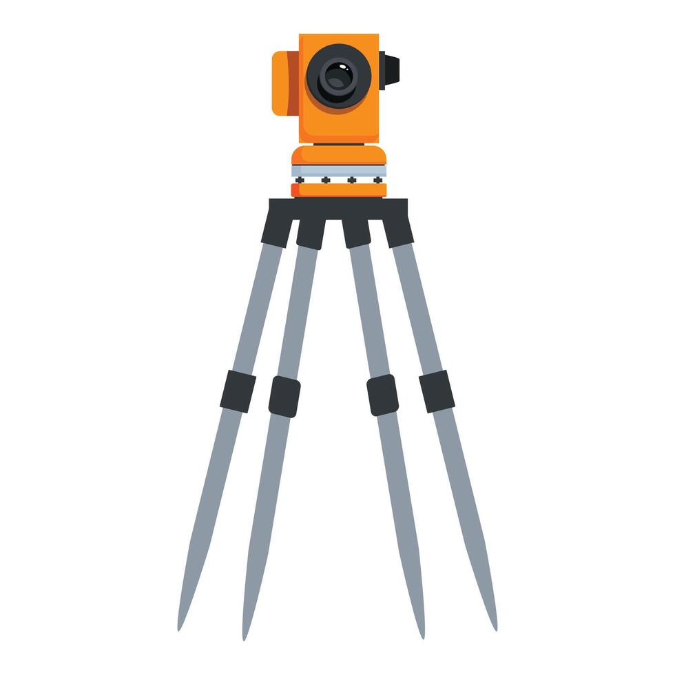 Modern optical theodolite level sitting on tripod for geodetic works vector