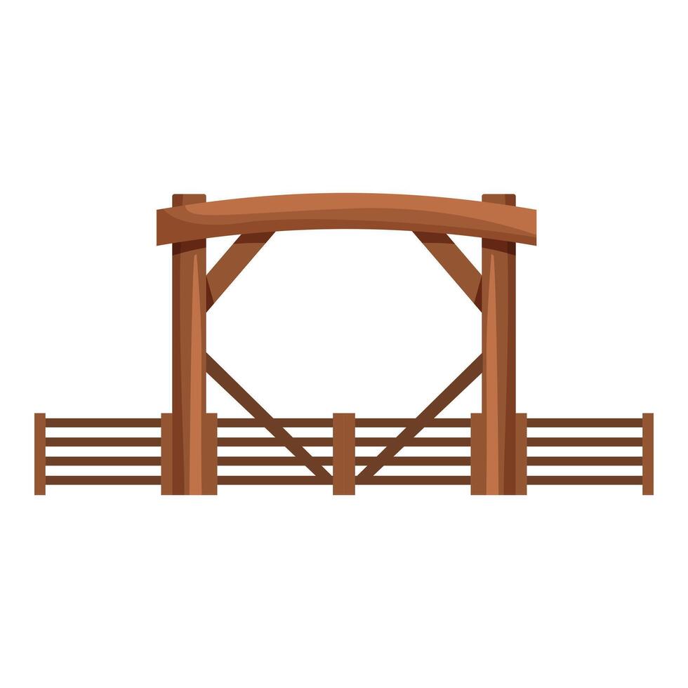 Wooden gate entrance with arch and fence illustration vector