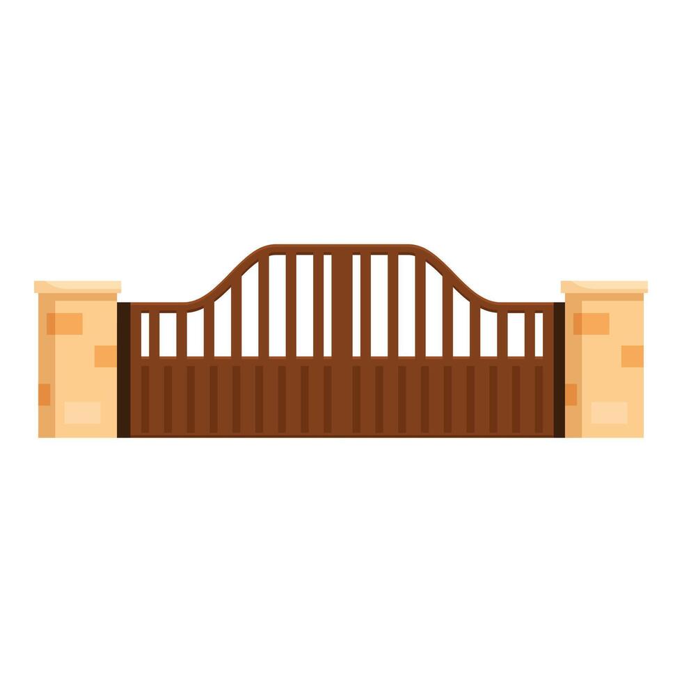 Brown automatic gate separating public and private property vector