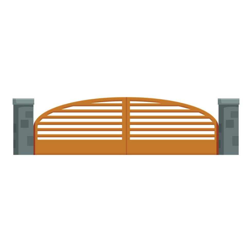 Modern arched wooden gate protecting property entrance vector