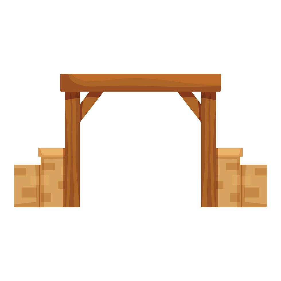 Wooden market stall with countertop and cardboard boxes for street sale vector