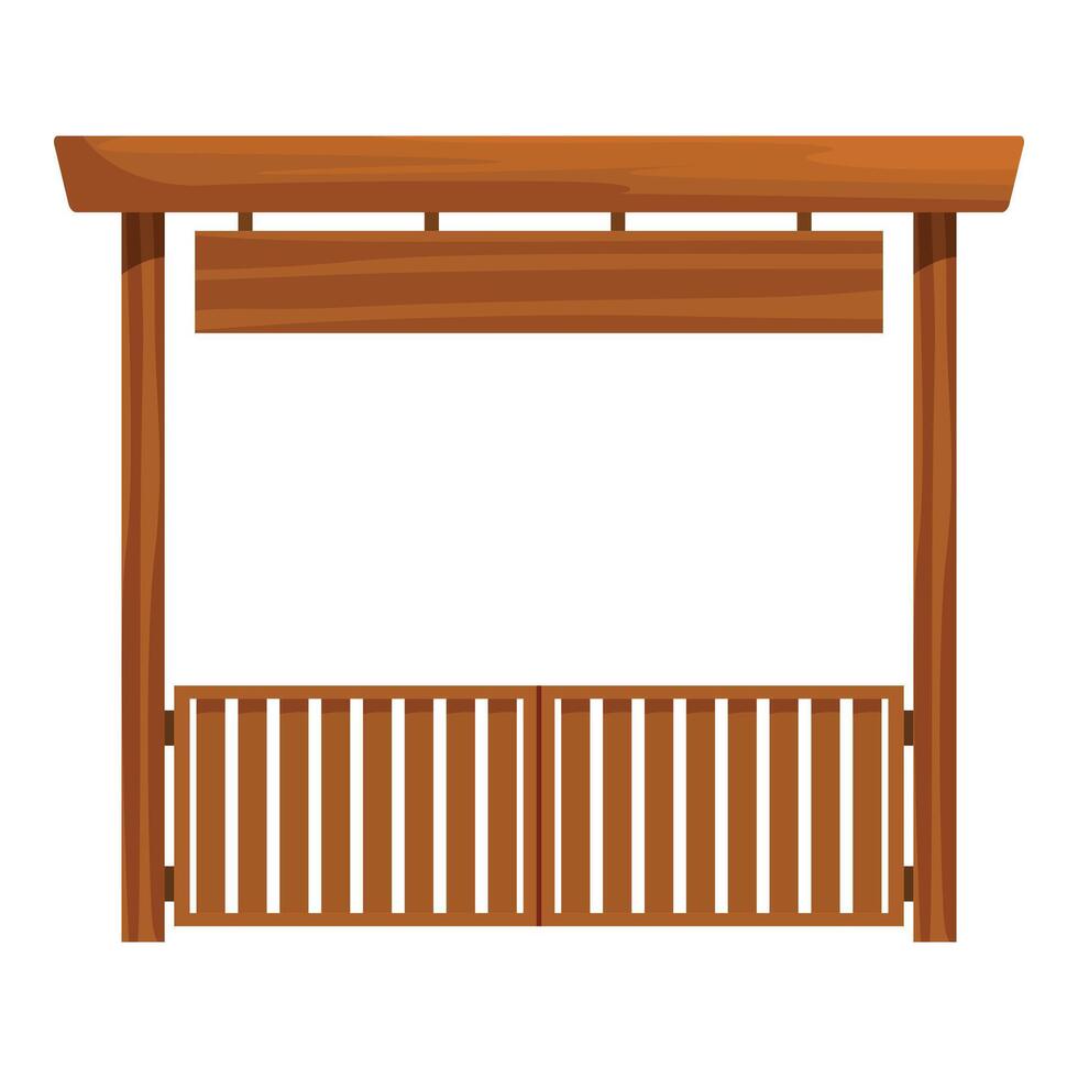 Wooden gate entrance with blank sign hanging displaying message vector