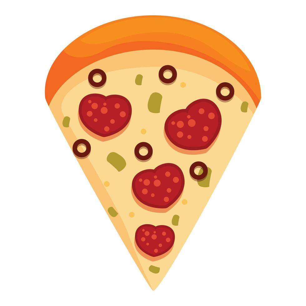 Delicious pizza slice with heart shaped pepperoni showing italian cuisine vector
