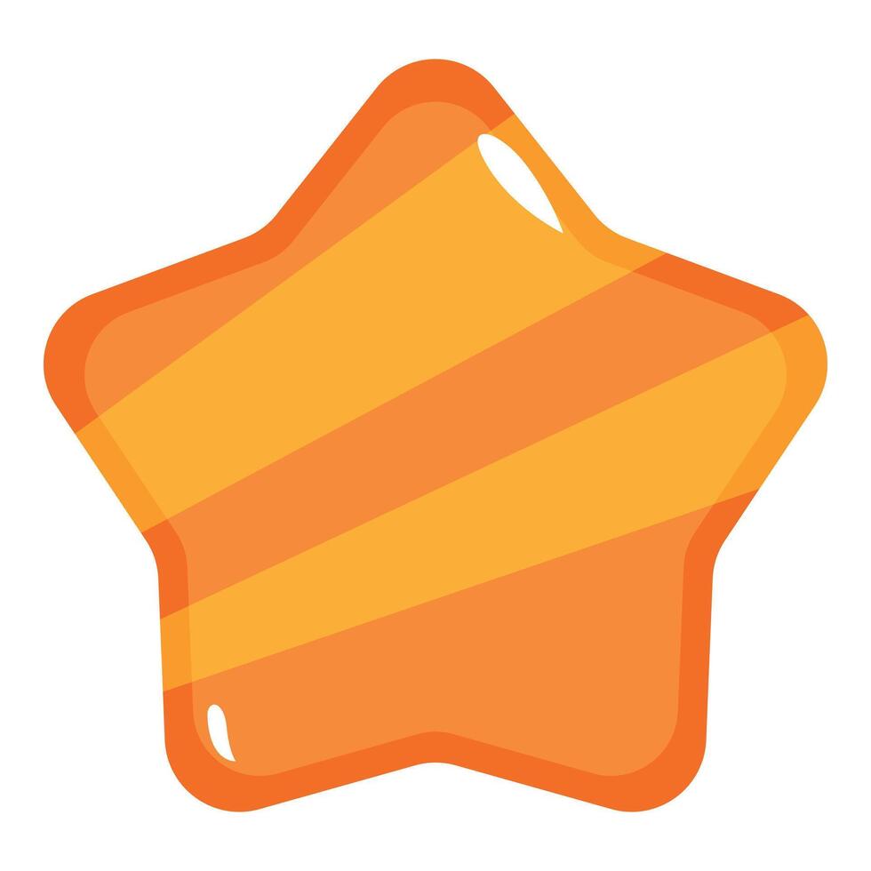 Orange glossy star shape with stripes showing quality vector