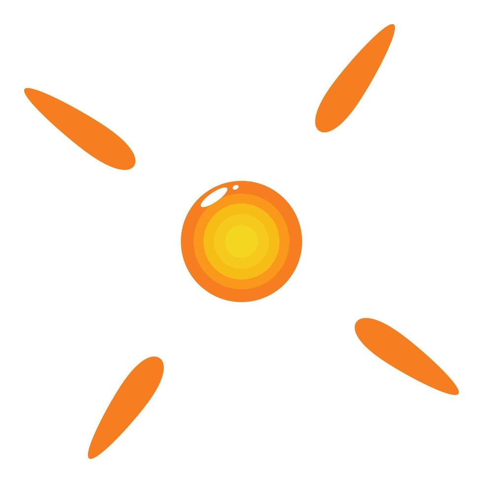 Cartoon sun shining with orange light beams vector