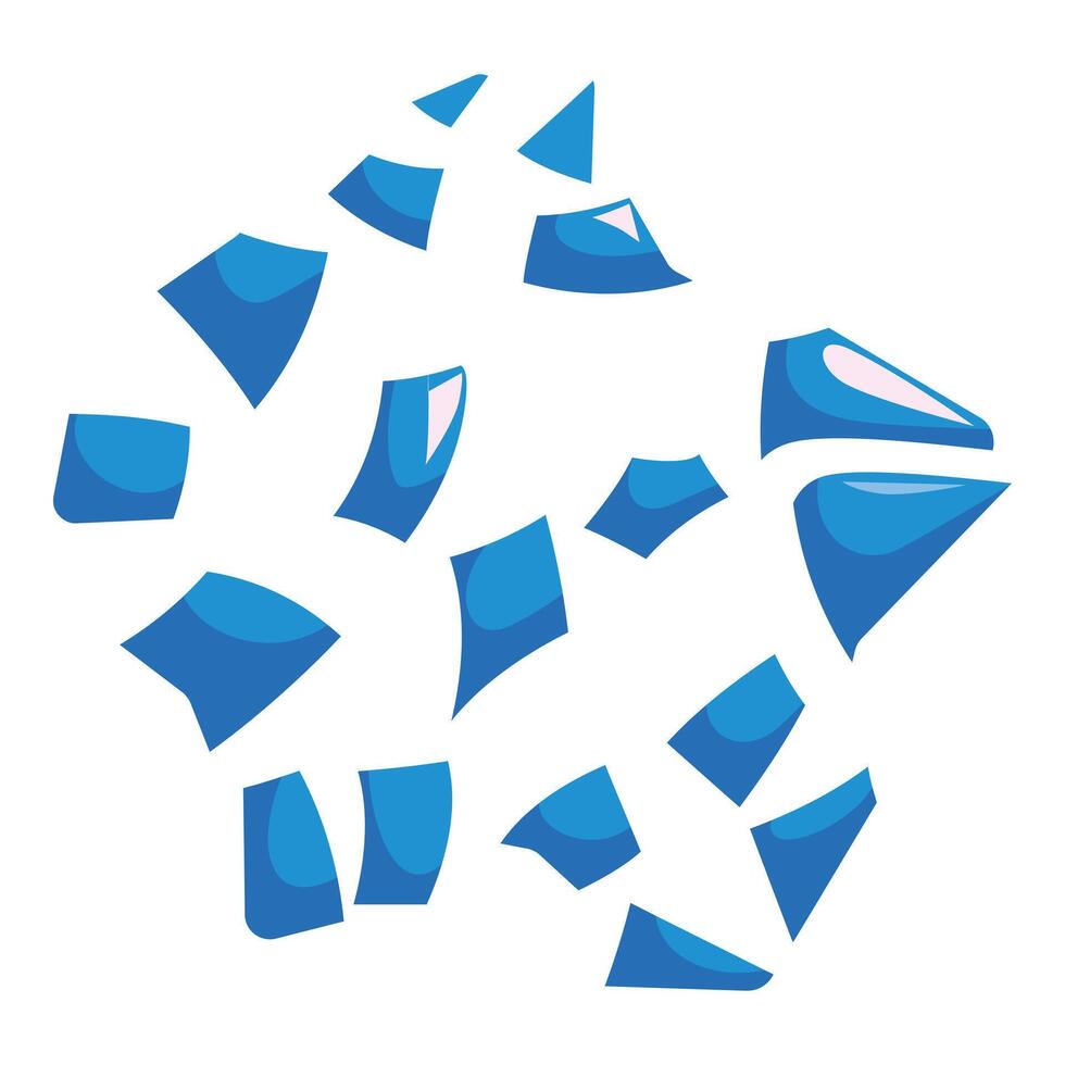 Blue broken glass shattered pieces forming abstract shape vector