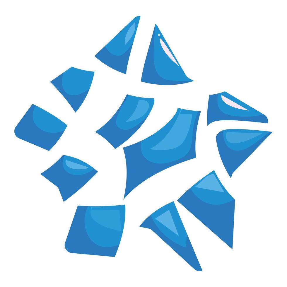 Blue broken glass star shattered forming a mosaic vector