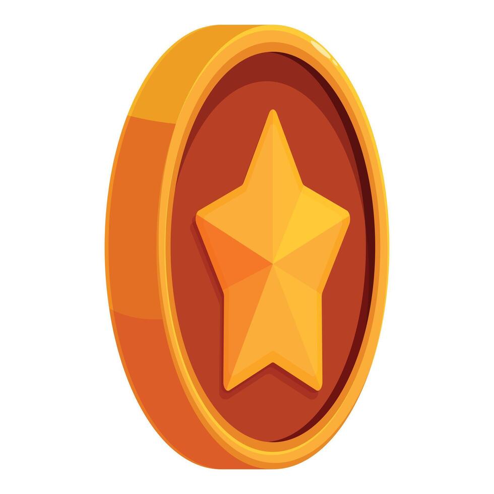 Gold coin featuring a star embossed on its face vector