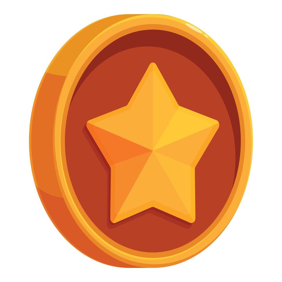 Golden coin with star, showing success and achievement vector