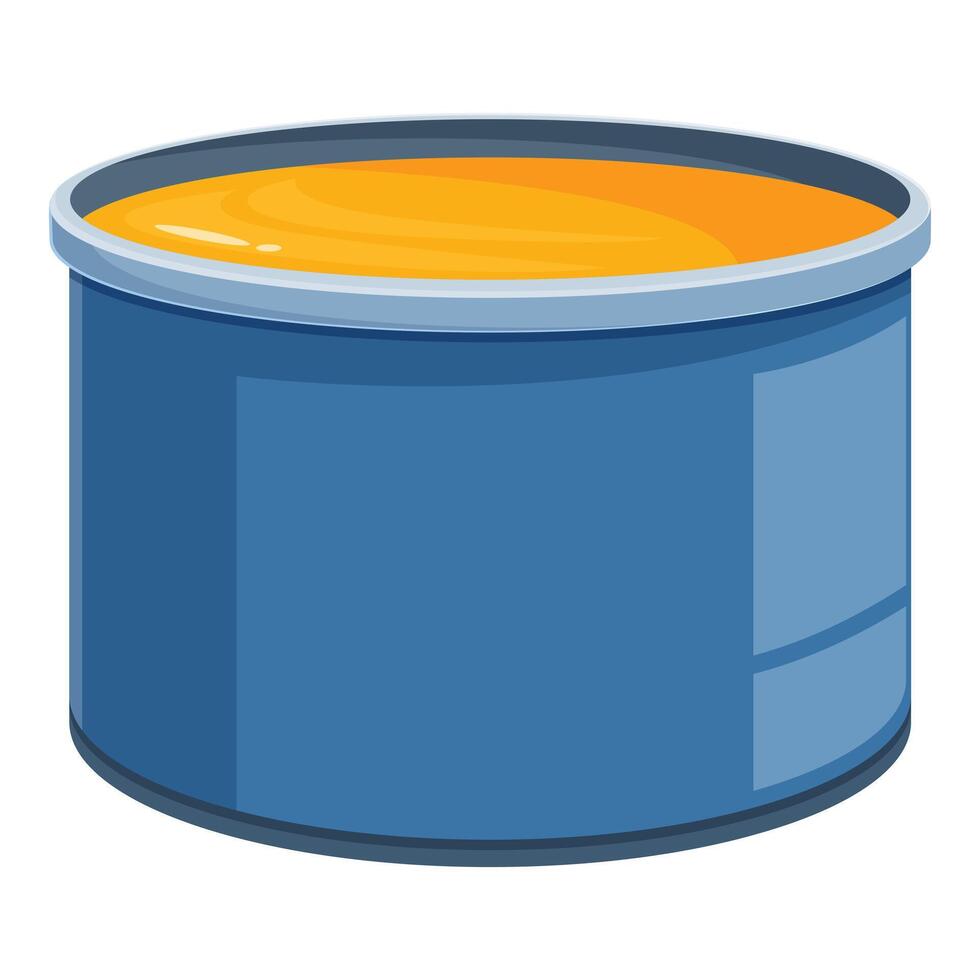 Blue paint tin containing yellow paint open vector