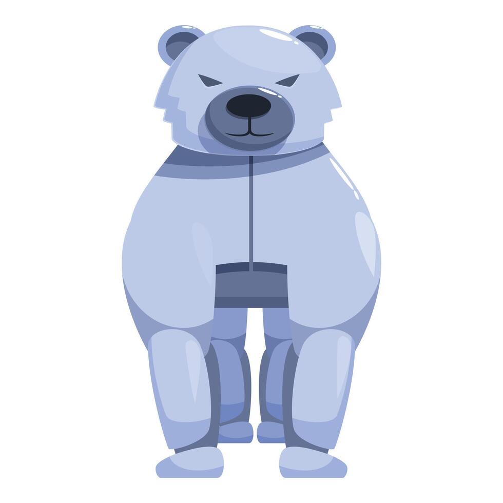 Metallic robot bear standing on two legs vector