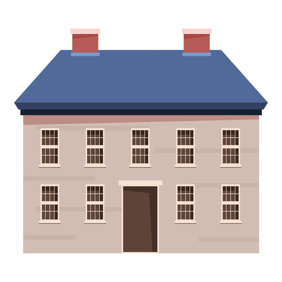 Classic american home with brown door and multiple windows is standing alone vector