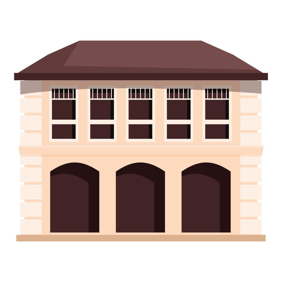 Two story building with arches over ground floor entrances vector