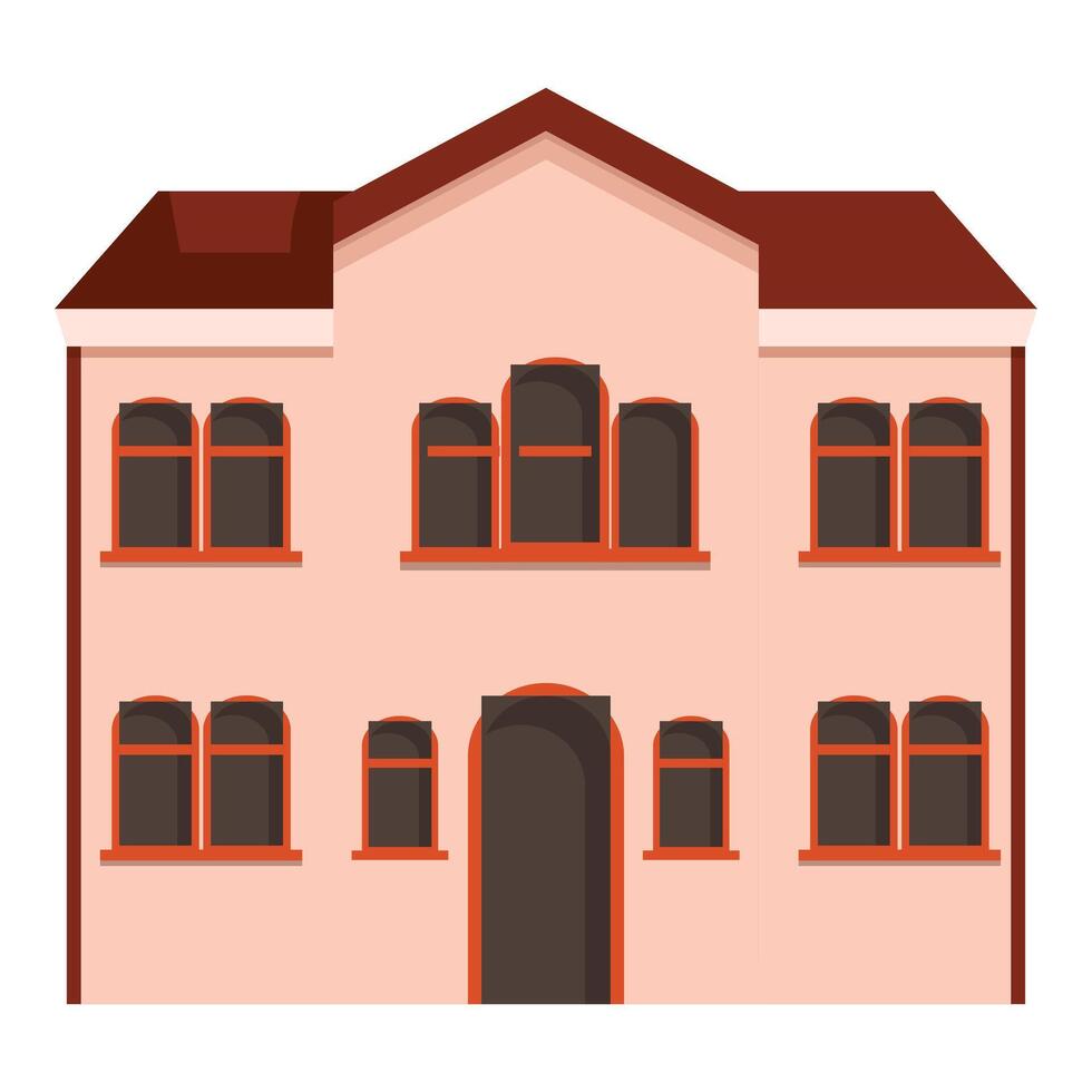 Two storey suburban family home with arched windows illustration vector