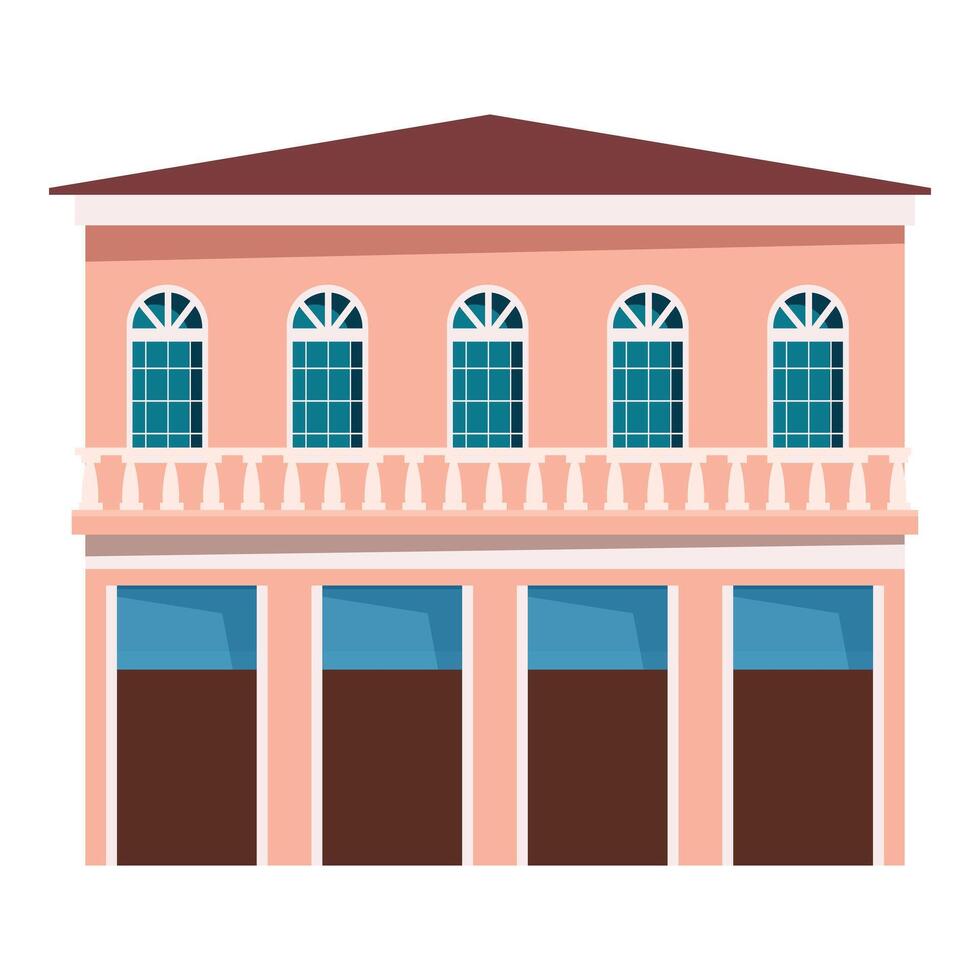 Elegant classic building facade with balcony and large windows vector