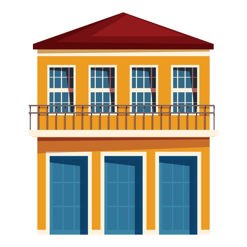 Big city house building with balcony and garage doors modern flat style vector