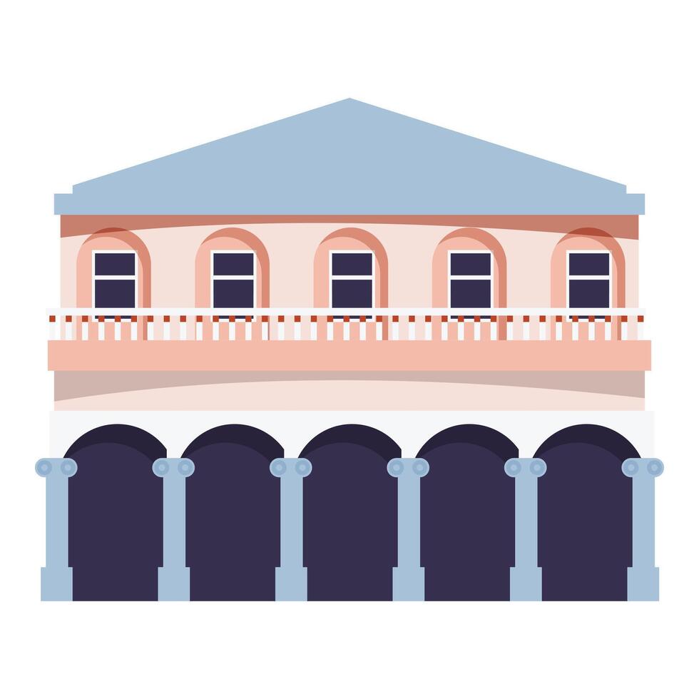 Big classic building with arches and balcony vector