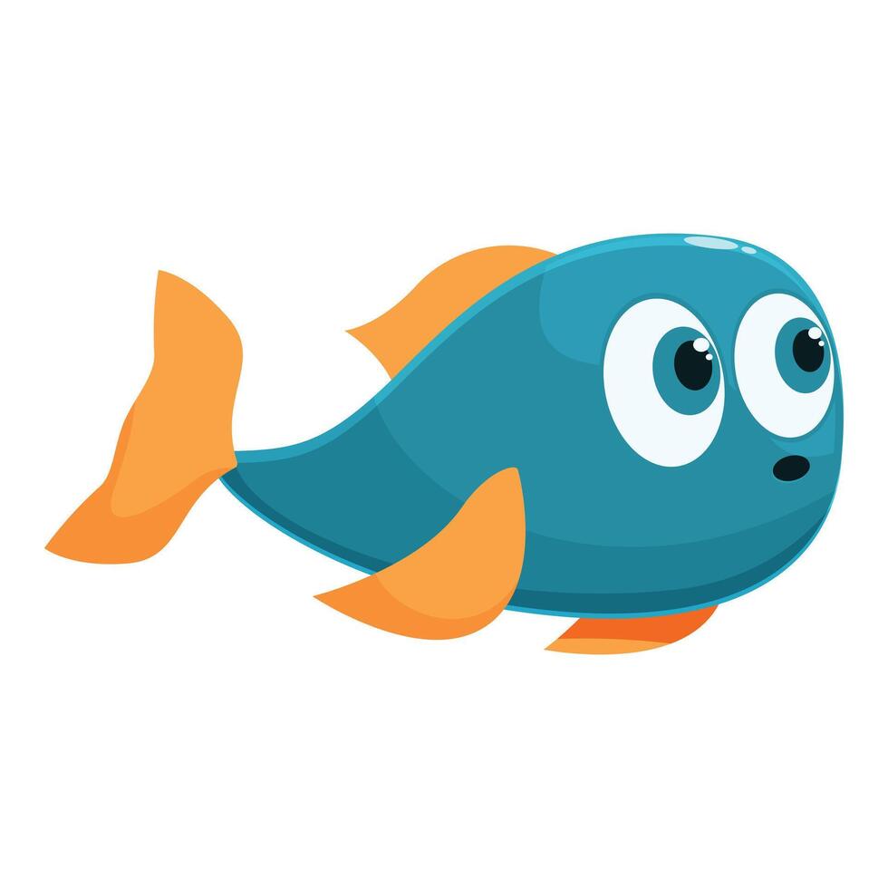 Cute blue fish swimming with big eyes cartoon illustration vector